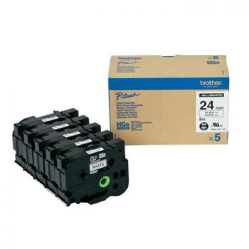BROTHER Fita Alta Calidad 8m Branco/Preto (Pack 5Ud) 24mm , Brother , BROHGE251V5 , 4977766684637